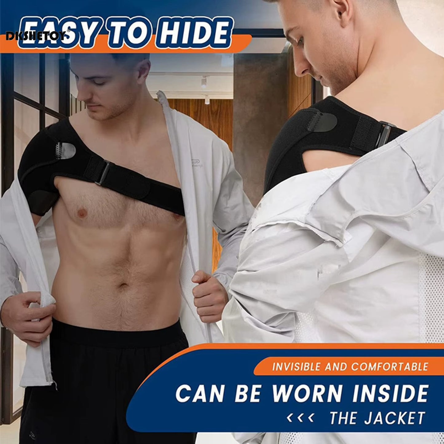 Support d'épaule pour kinésithérapie rotateur cuff pour hommes, ajustable, pour bras gauche ou droit, 1/2 pièce, récupération rapide.