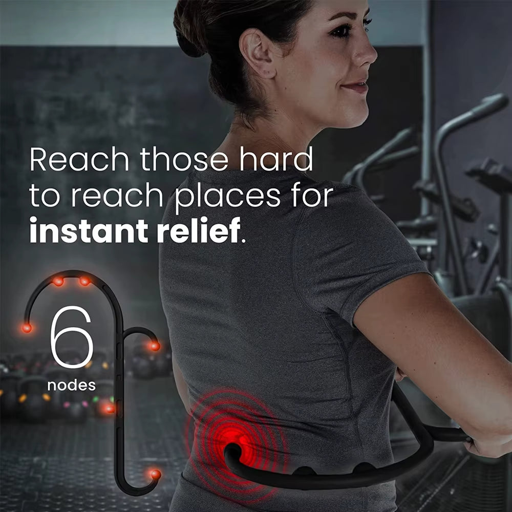 Massageur pour points trigger, soulagement fibromyalgie, auto-massage, canne thérapeutique, grattoir dos, cou, pied.