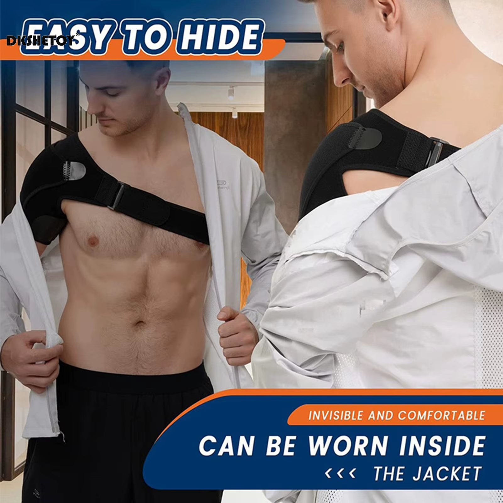 Support d'épaule pour kinésithérapie rotateur cuff pour hommes, ajustable, pour bras gauche ou droit, 1/2 pièce, récupération rapide.