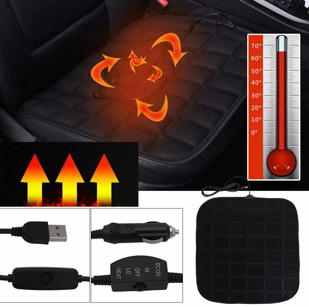 12V Car Seat Heated Cover 3 Gear Adjustable Temperature Electric Heating Pads Car Seat Heating Pad Fast-Heating Seat Cushion